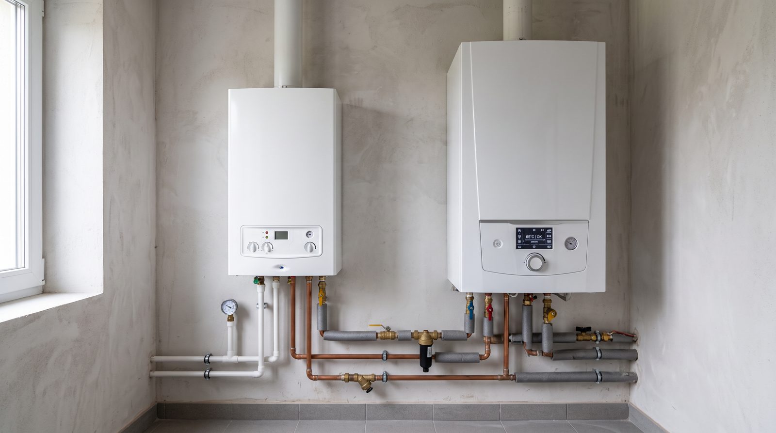 A budget combi boiler and a premium model compared side by side