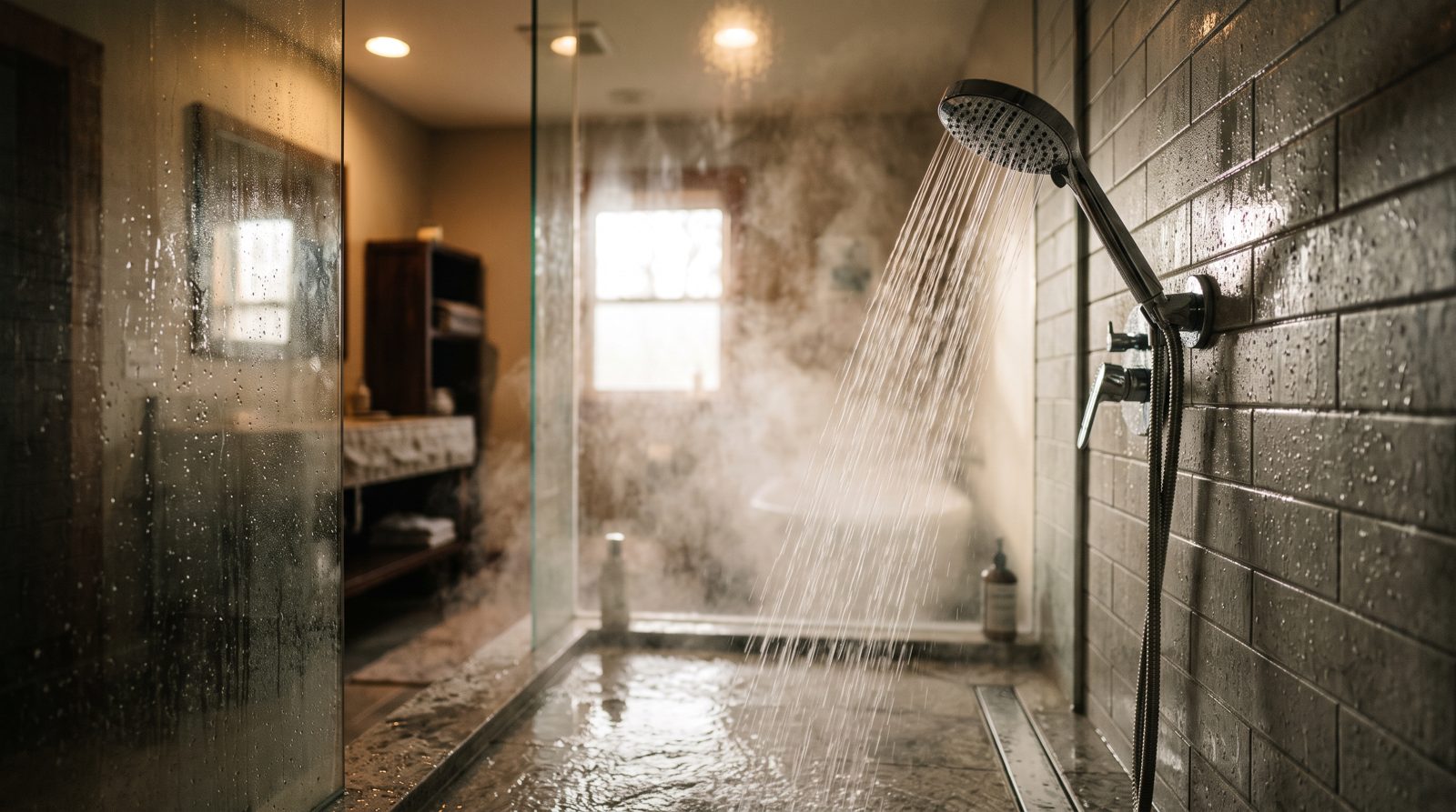 A strong hot shower supplied by a combi boiler with good flow rate