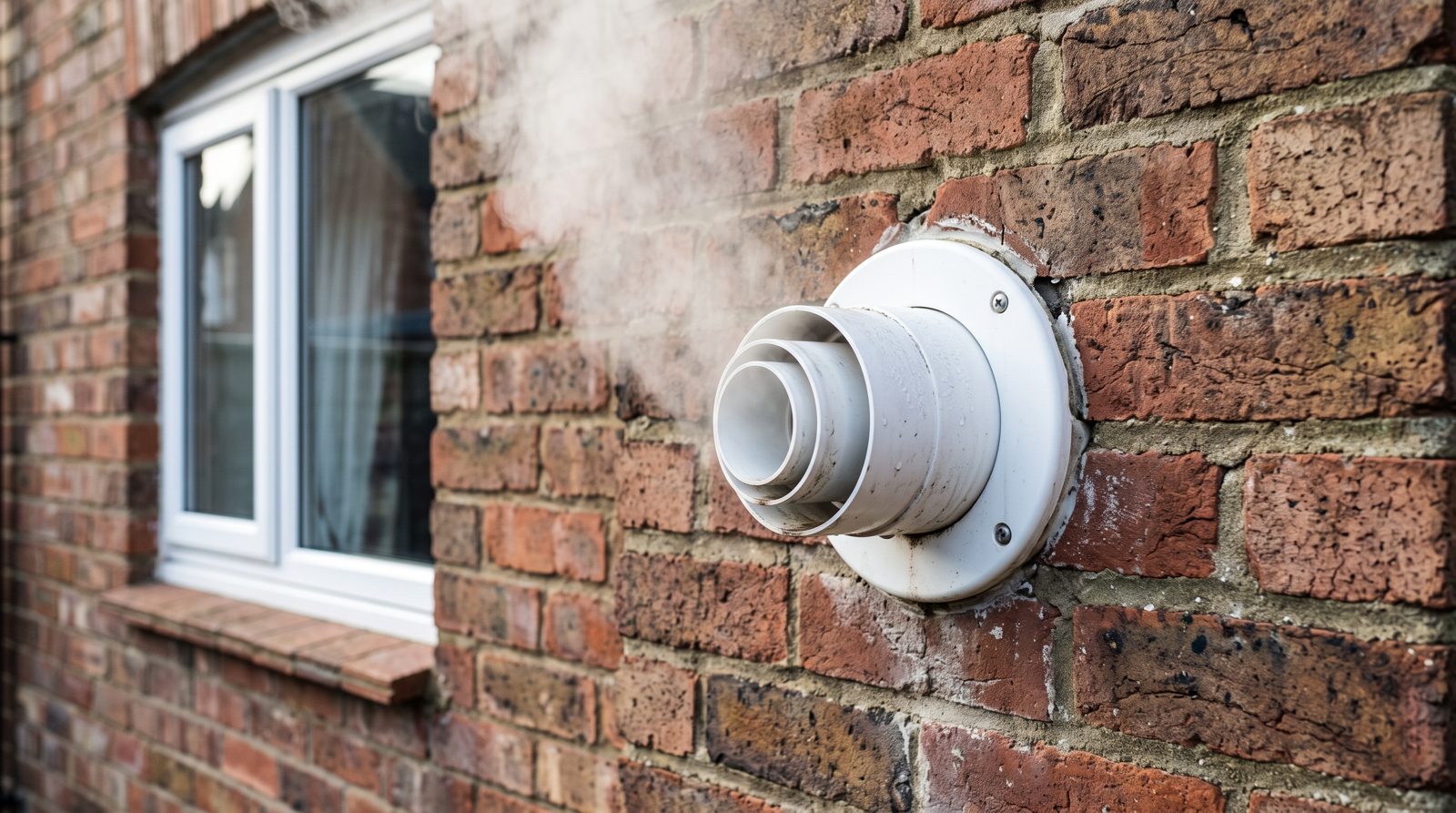 Horizontal boiler flue terminal on an outside wall