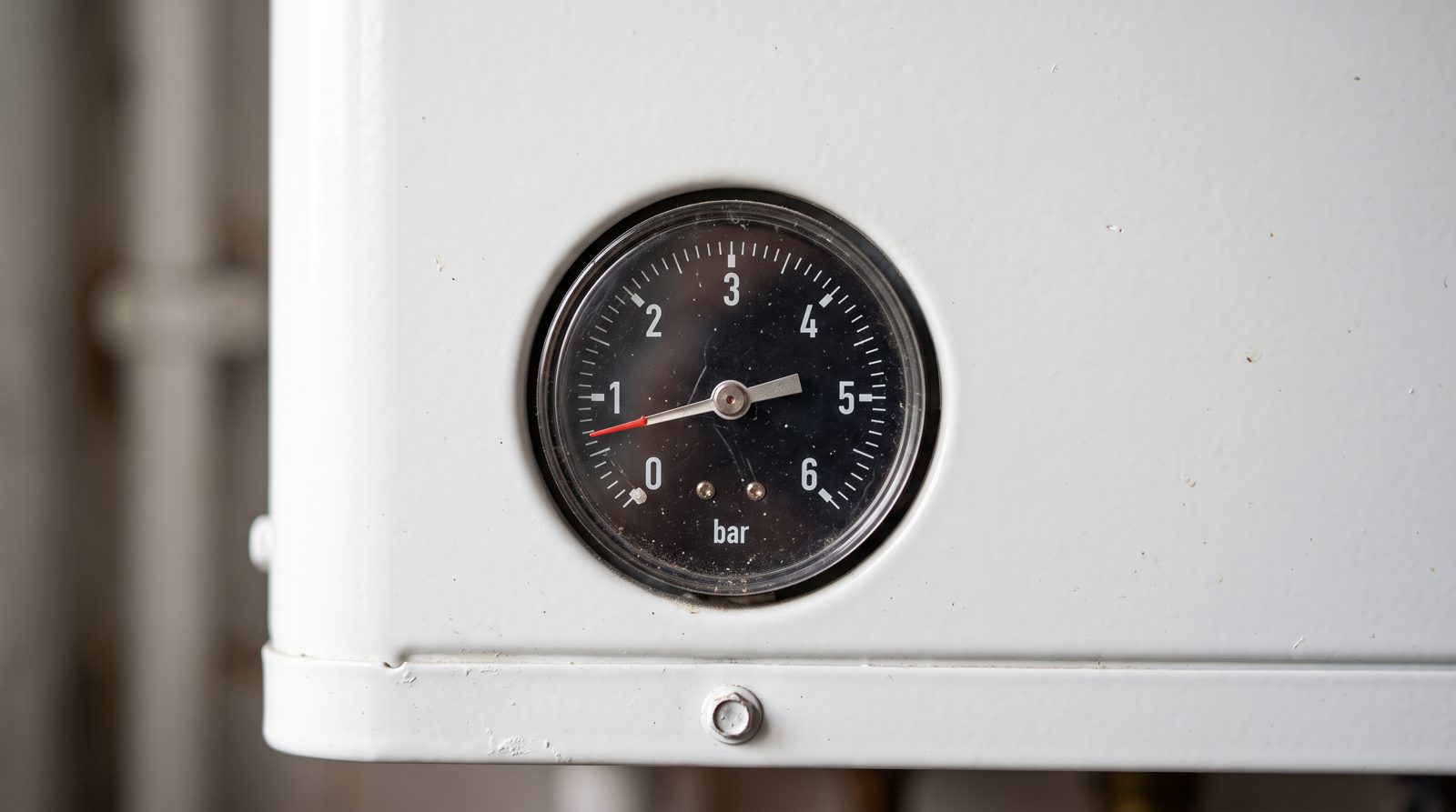 Boiler pressure gauge reading below 1 bar