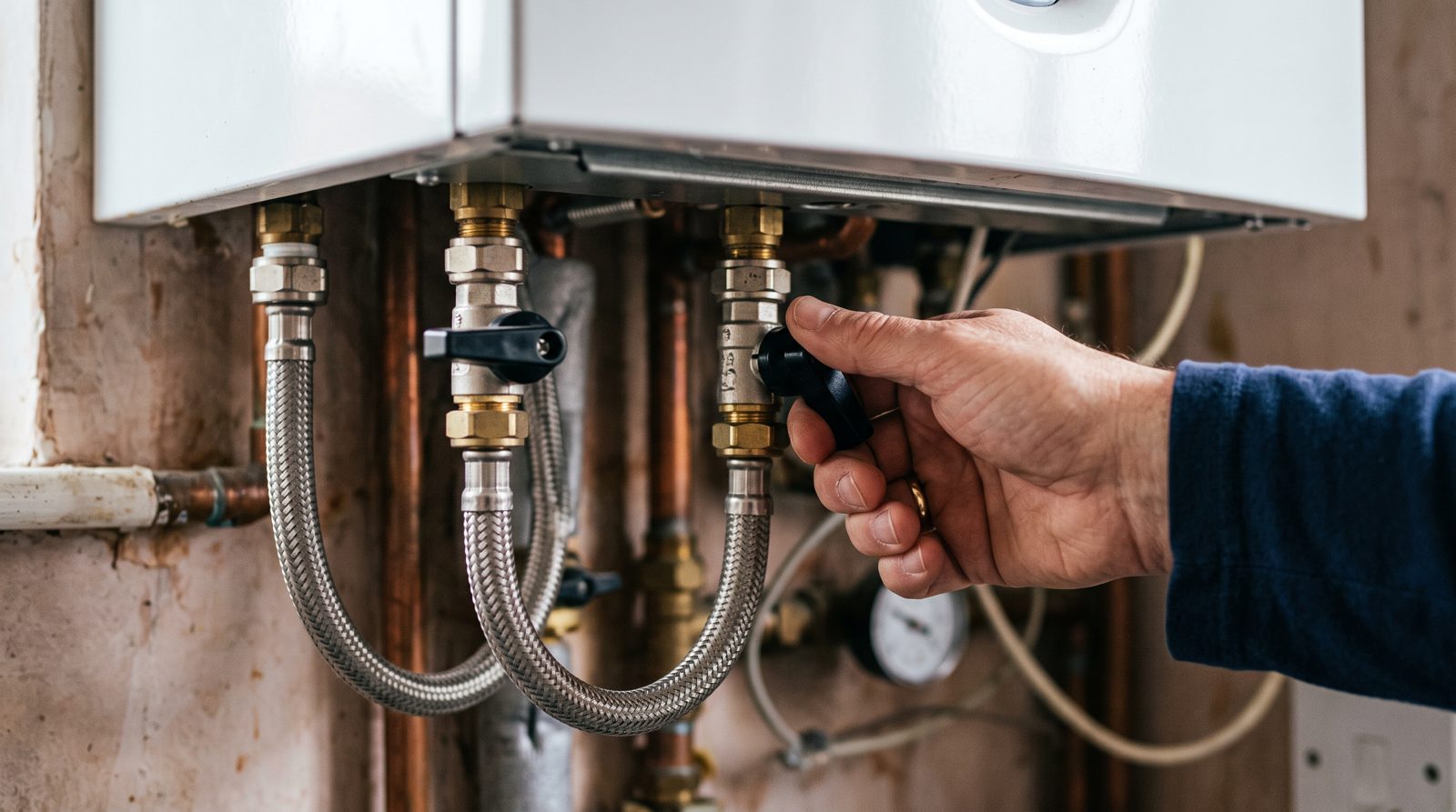 Filling loop valves under a combi boiler