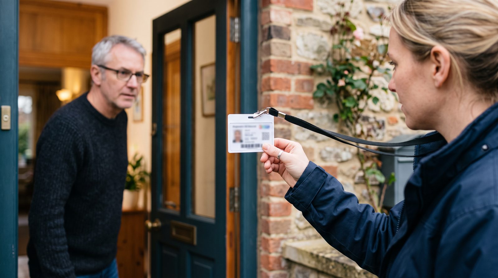Checking a boiler installer's registration ID card