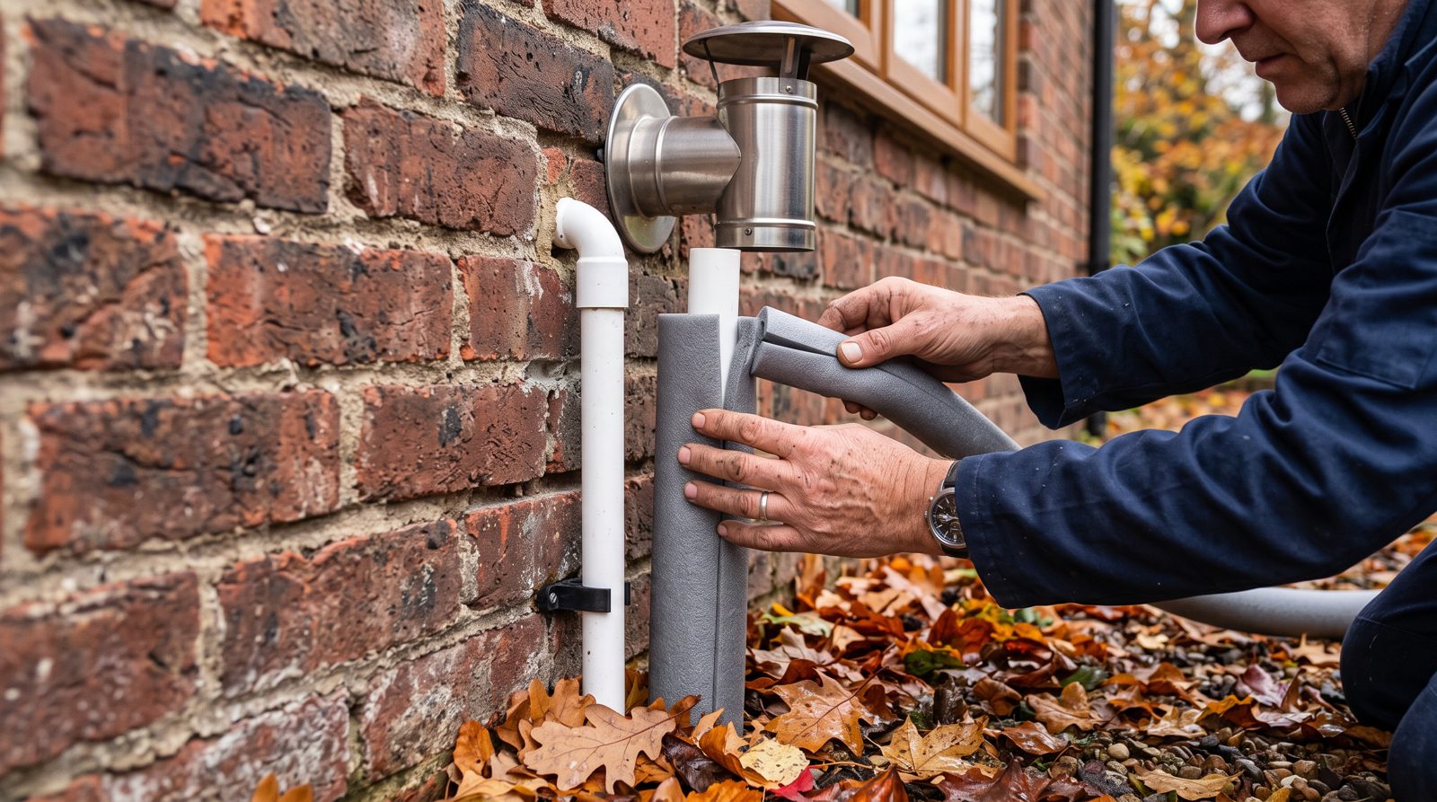 Insulating a boiler condensate pipe before winter