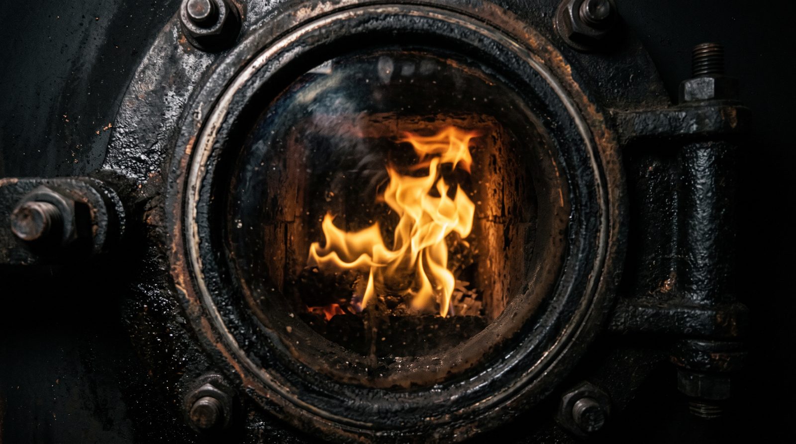 A yellow flame in a boiler, a warning sign of incomplete combustion