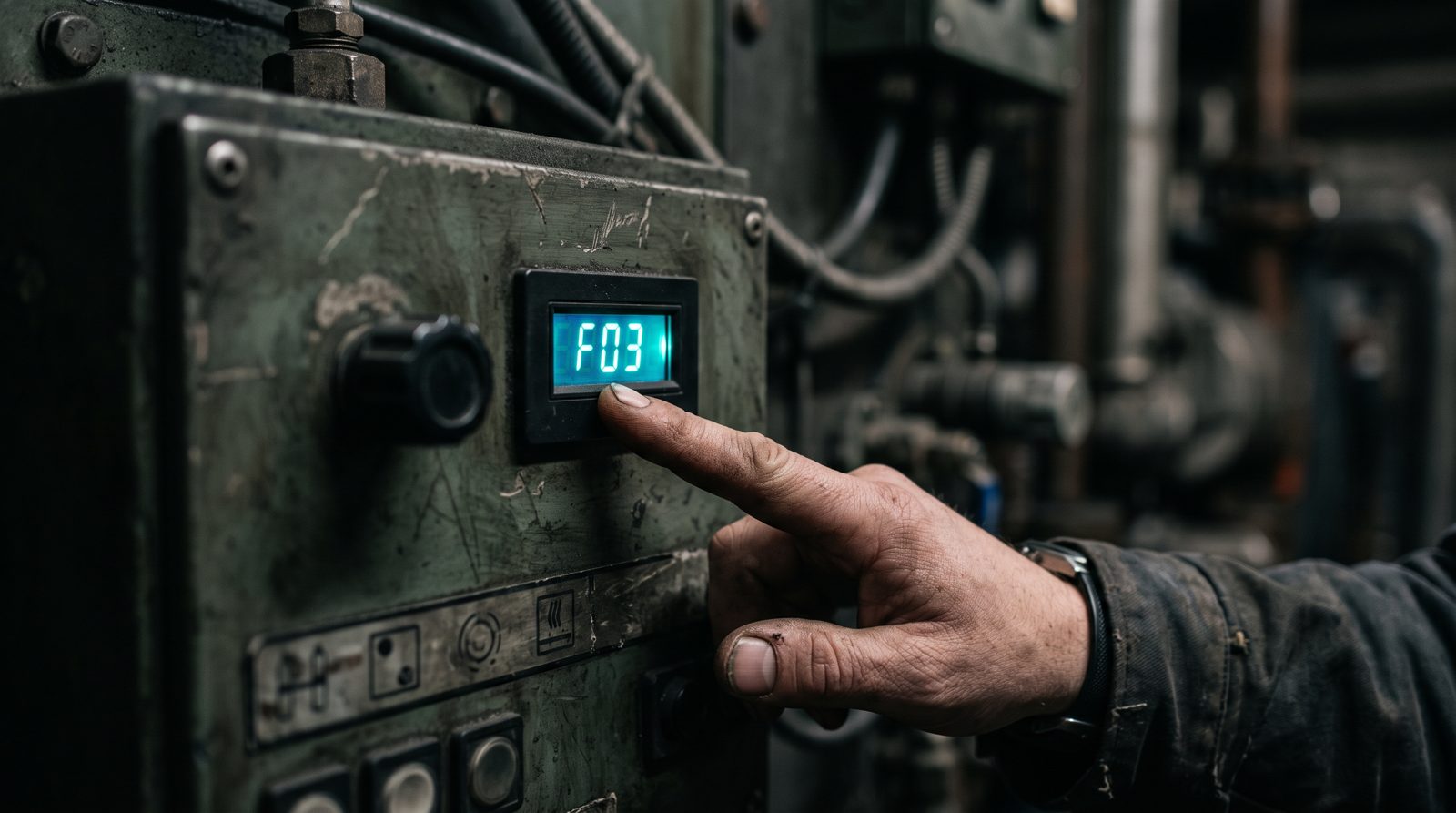Vaillant style boiler display showing a fault code
