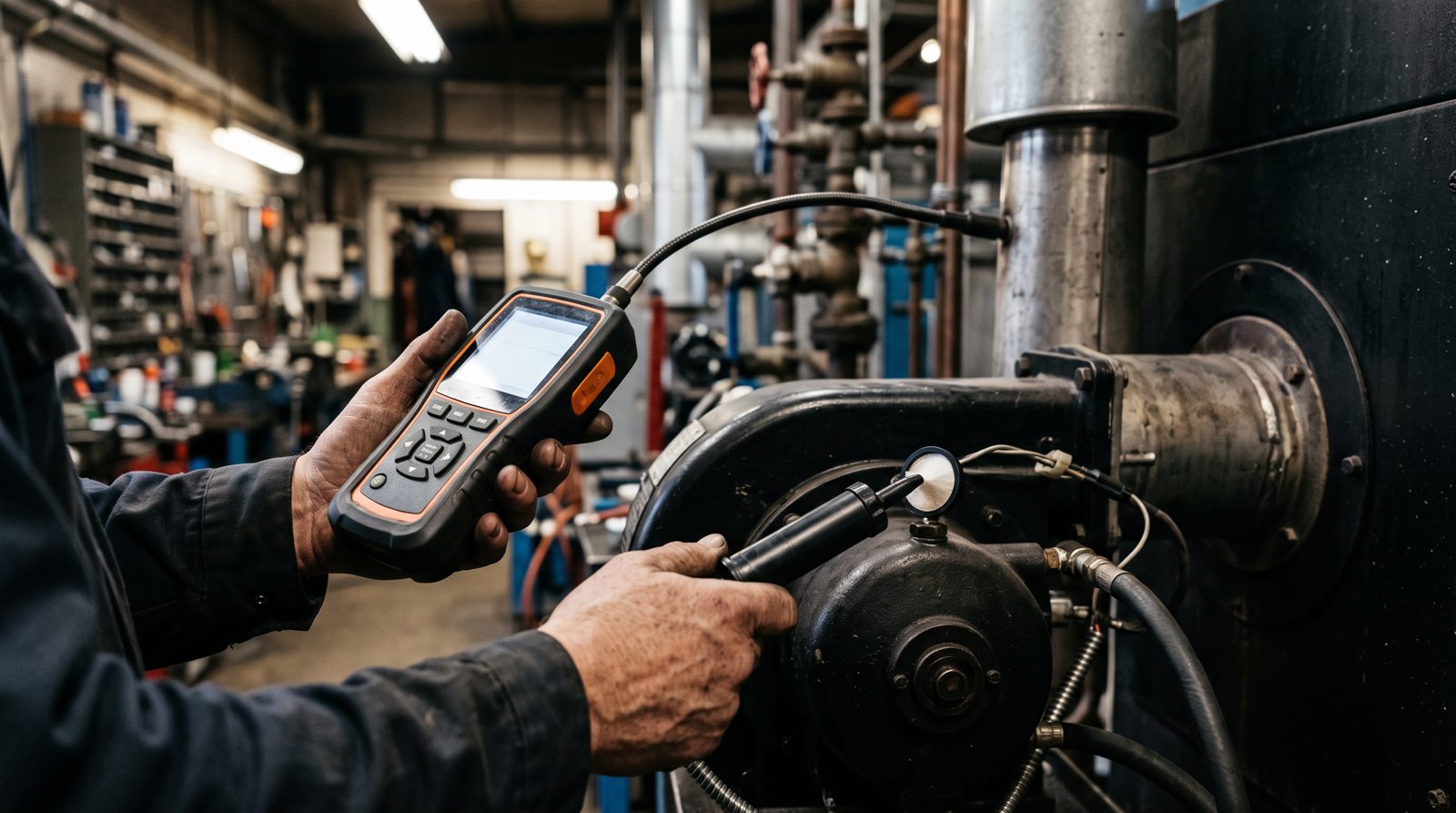 Combustion analyser and smoke test equipment used by OFTEC technicians