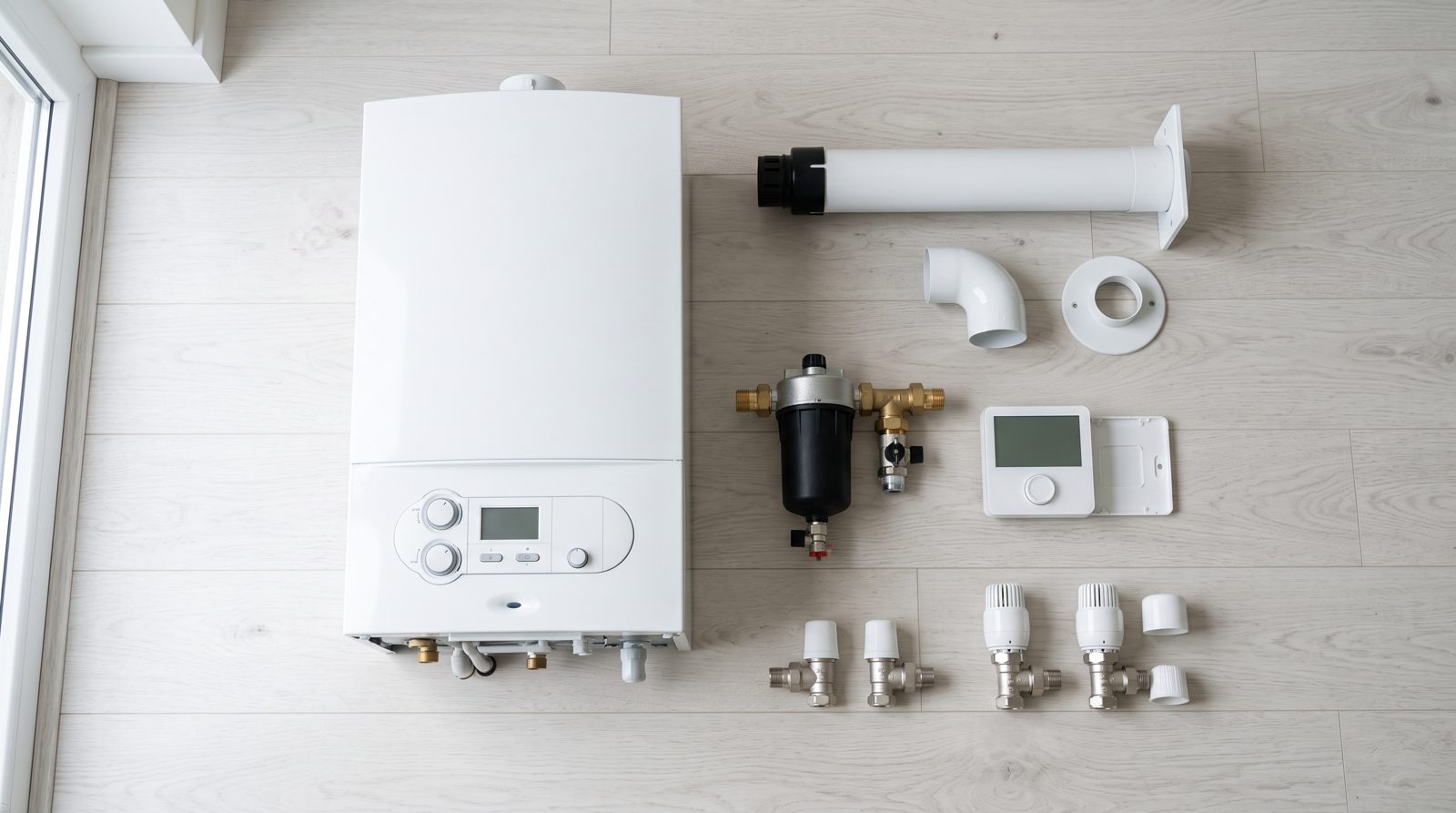 Components included in a complete new boiler installation