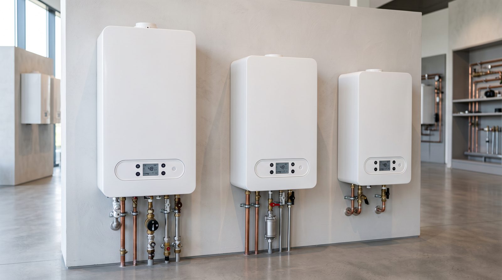 A selection of modern boilers from leading manufacturers