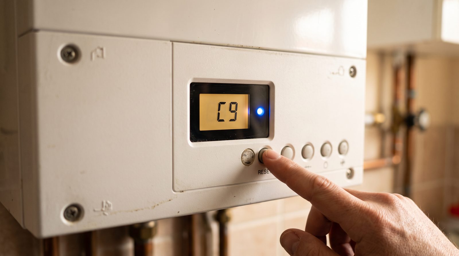 Fault code and indicator light on a Worcester Bosch style boiler